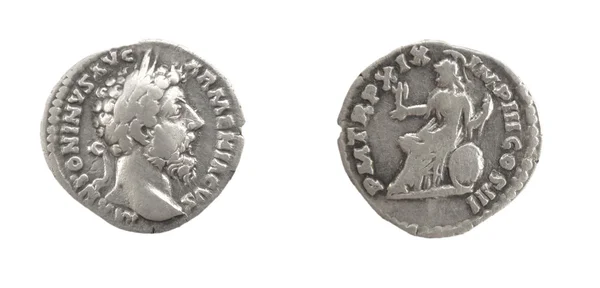 Oude zilveren munt Romeinse denarius — стокове фото