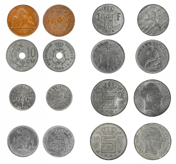 Set old coins Belgium — Stock Photo, Image