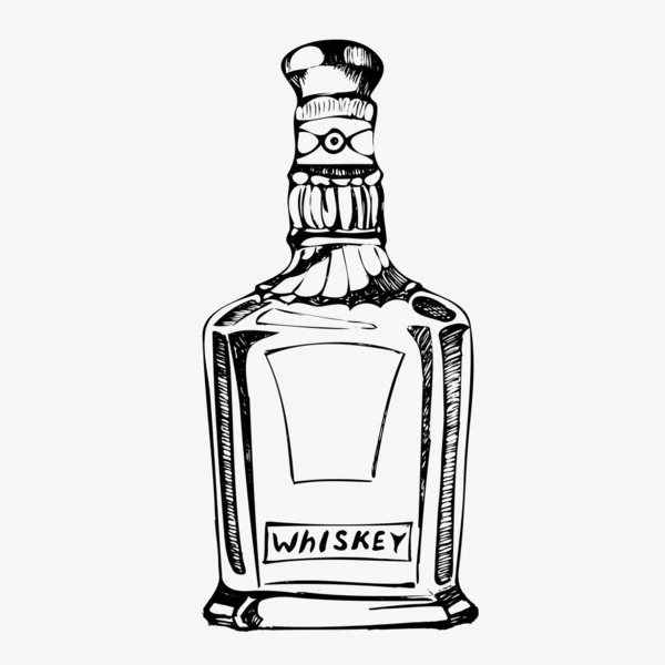 Botella de whisky clásico Sombrero en la parte superior . — Vector de stock