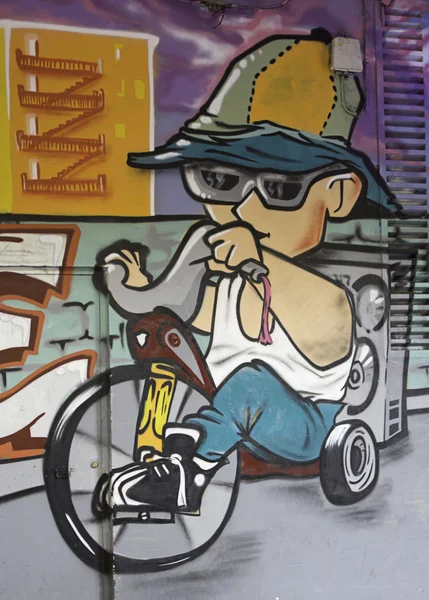 Motociclista de grafite — Fotografia de Stock