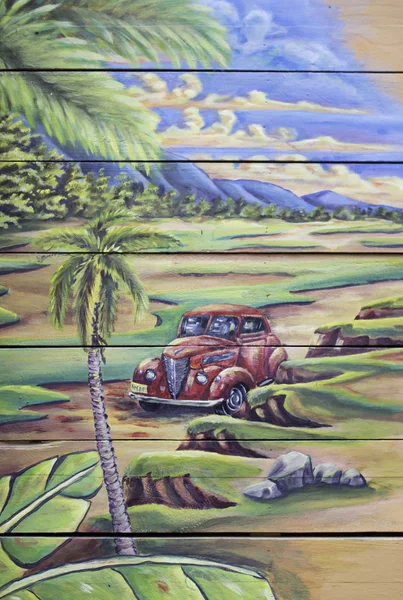 Samochód w rajskiej wyspie — Zdjęcie stockowe