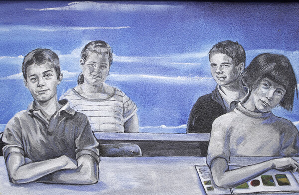 Students attending class