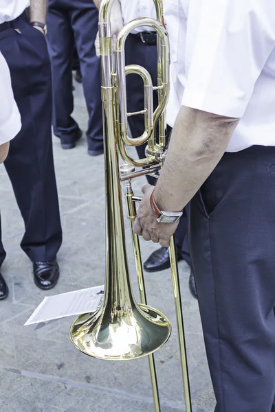 Musicista e tromba — Foto Stock