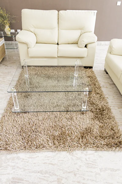 Living room with glass table — Stock Photo, Image