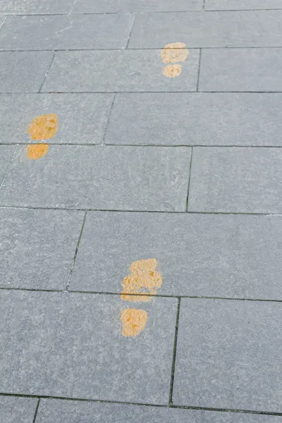 Footprint painted floor — Stock Photo, Image