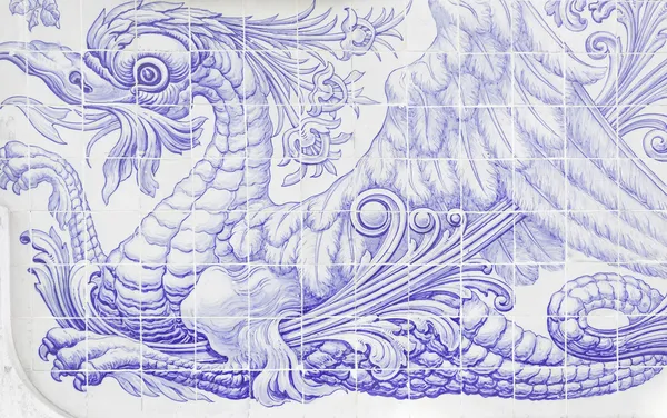 Tegels met dragon — Stockfoto