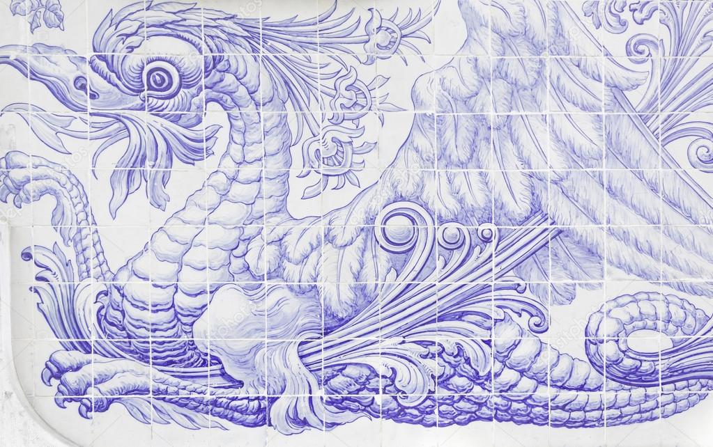 Tiles with dragon