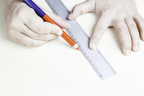 Measuring wood — Stock Photo, Image