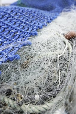 Geleneksel balıkçılık için eski ağların ayrıntıları