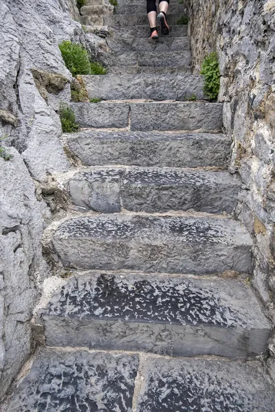 Деталь Каменных Лестниц Пешеходов Старая Конструкция — стоковое фото