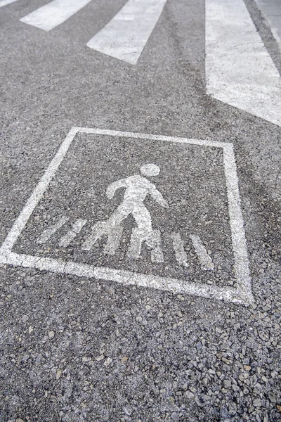 Detalle Señal Peatonal Una Carretera Ciudad —  Fotos de Stock