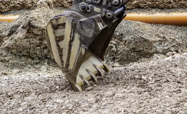 Excavator Crane Street Works Construction Industrial Architecture — Stock Photo, Image