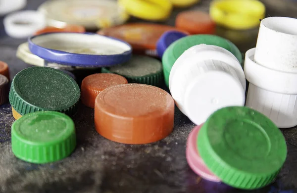 Detalhe Reciclagem Plástico Ponto Limpo Cidade — Fotografia de Stock