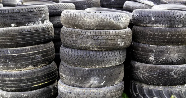 Pile Old Pneumatic Wheels Spare Parts Scrap — Stock Photo, Image