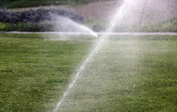 Detail Automatic Irrigation Field Lawn City — Stock fotografie