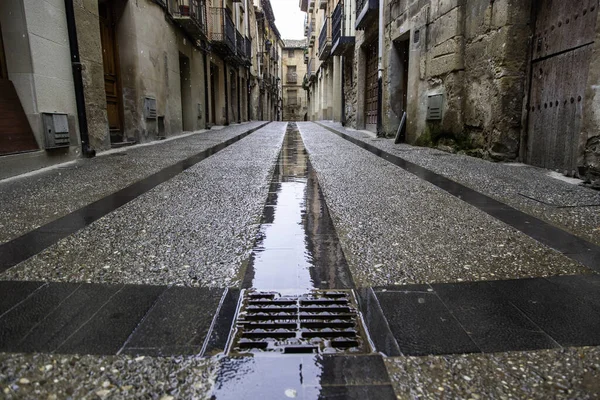 Rua Pedra Molhada Cidade Velha Construção Arquitetura — Fotografia de Stock