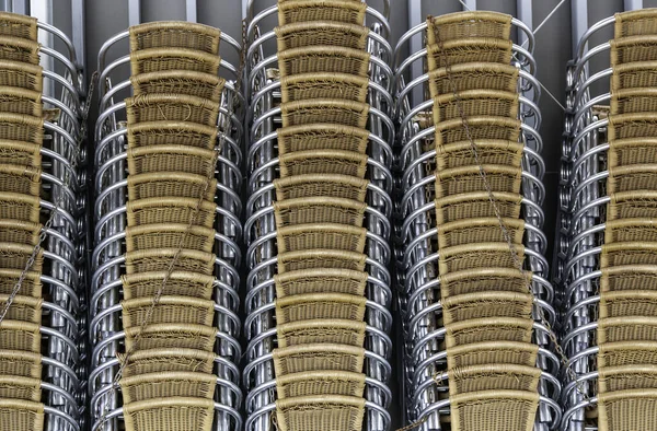 Detail Metal Terrace Chairs Stacked Ordered — Stock Photo, Image