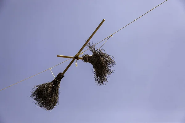 Detail Halloween Decoration Witches Brooms —  Fotos de Stock