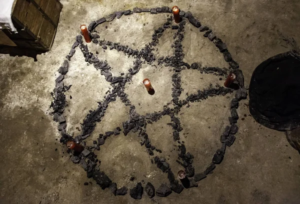 Detail Ritual Black Magic Invocation Devil — Stockfoto