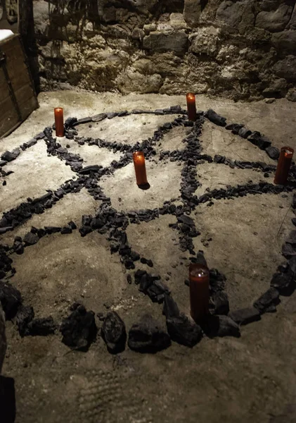 Detail Ritual Black Magic Invocation Devil — Foto de Stock