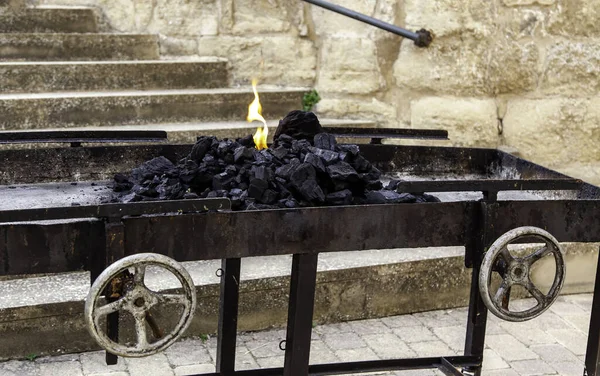 Detail Burning Coal Fire Heat Flame — Stock Photo, Image