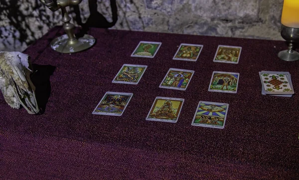 Tarotová Karta Čtení Detail Magie Budoucnost — Stock fotografie