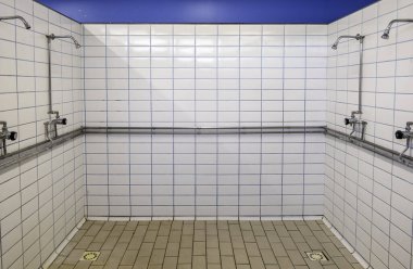 Detail of clean showers in a gym