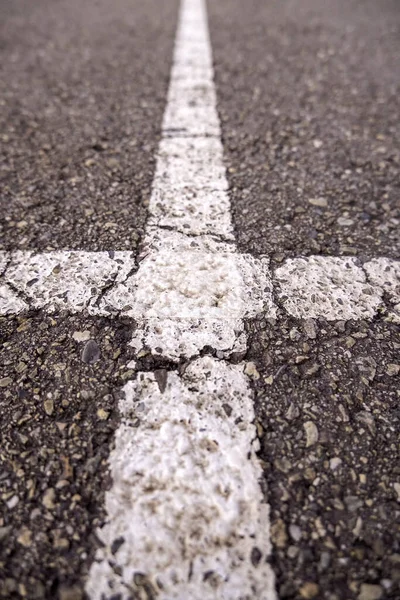 Marking Lines Asphalt Information Sign — Zdjęcie stockowe