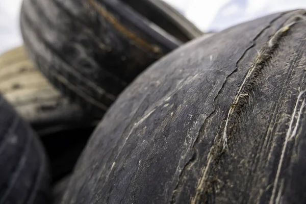 Detail Old Car Tires Environmental Disaster Recycling — Stock Photo, Image