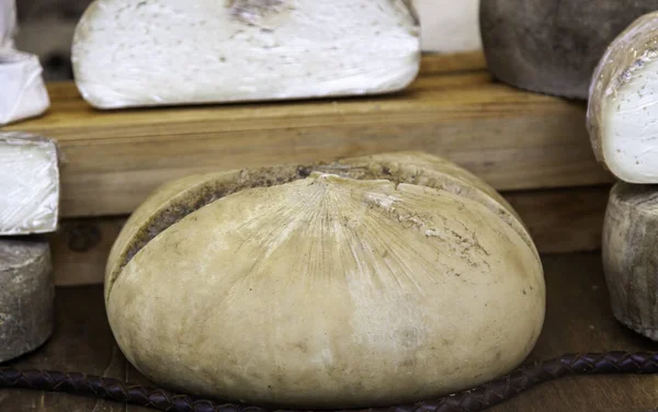 Detail of artisanal dairy product in an old market in Europe