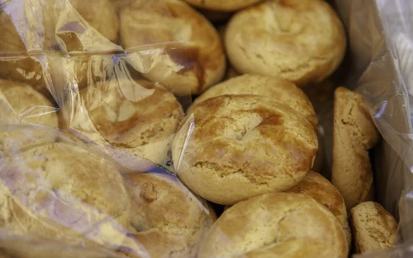 Bochníky Chleba Moukou Řemeslném Stánku Jídlo Výživa — Stock fotografie