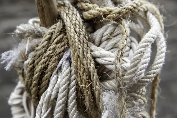 Detail Old Damaged Fishing Ropes — Stock Photo, Image