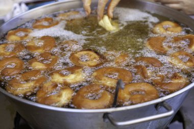 Detail of typical Spanish dessert fried in oil