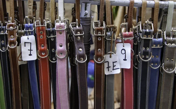 Detail Colored Leather Belts Crafts Tradition — Stock Photo, Image