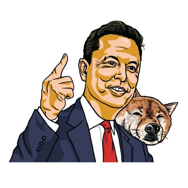 Elon Musk และ Doge Dogecoin Shiba Inu Dog Vector การ — ภาพเวกเตอร์สต็อก
