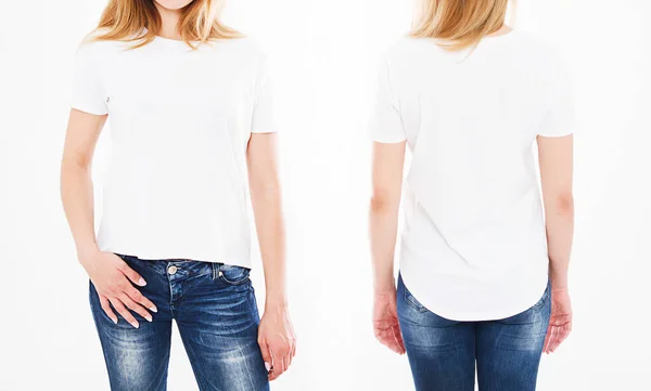 Vista Frontale Posteriore Del Set Collage Donna Shirt Isolata Sfondo — Foto Stock