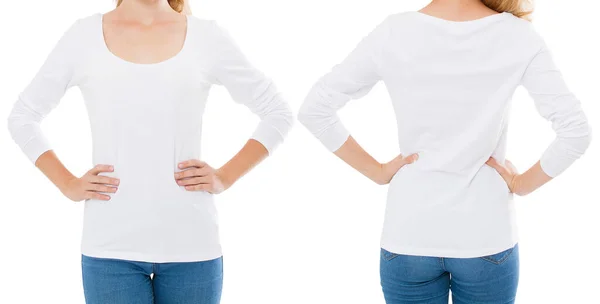 Cropped Image Woman Long Sleeve Shirt Collage Isolated White Background — Stock Photo, Image