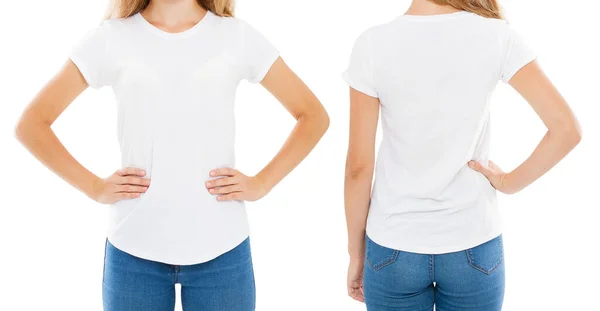 Devant Dos Femme Shirt Isolé Sur Blanc Shirt Femme Shirt — Photo