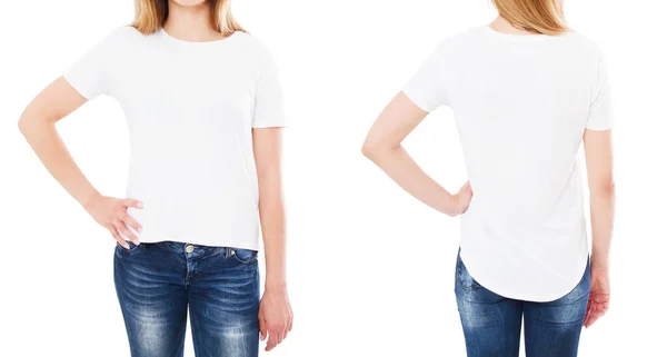 Vista Posteriore Anteriore Shirt Isolata Sfondo Bianco Shirt Collage Set — Foto Stock