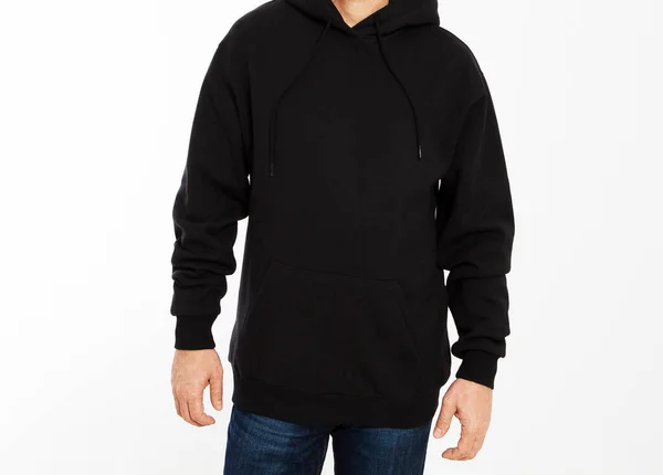 Młody Hipsterski Mężczyzna Ubrany Czystą Bawełnianą Bluzę Powierzchnią Logo Makieta — Zdjęcie stockowe