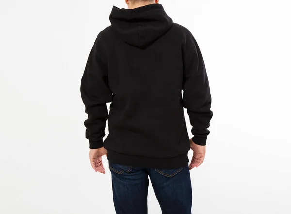 Homme Pull Noir Sweat Capuche Maquette Vue Dos — Photo