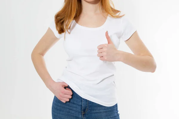 Menina Corpo Mostra Gesto Como Isolado Fundo Branco Retrato Adolescente — Fotografia de Stock