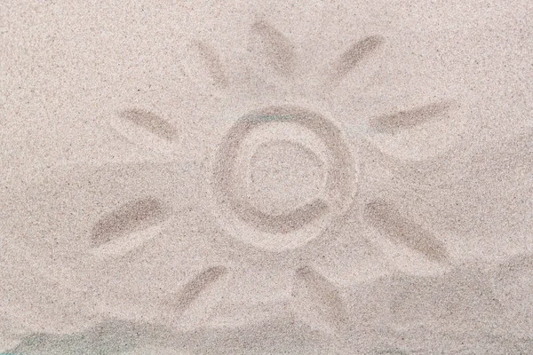 Drawing Sun Sand Top View — Stock Photo, Image