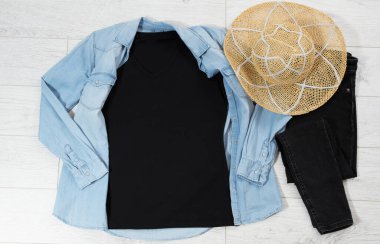 Elbise arka plan, gömlek model, kadın tişört üst görünümü