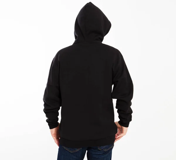 Imagen Casual Hombre Caucásico Con Una Sudadera Con Capucha Negra —  Fotos de Stock