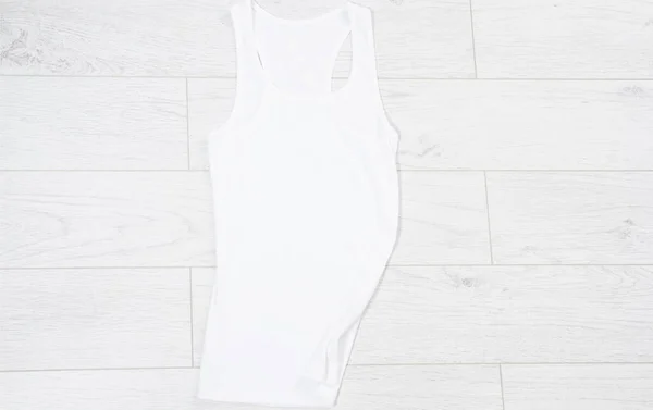 Weißes Shirt Attrappe Kopieren Raum Von Oben — Stockfoto