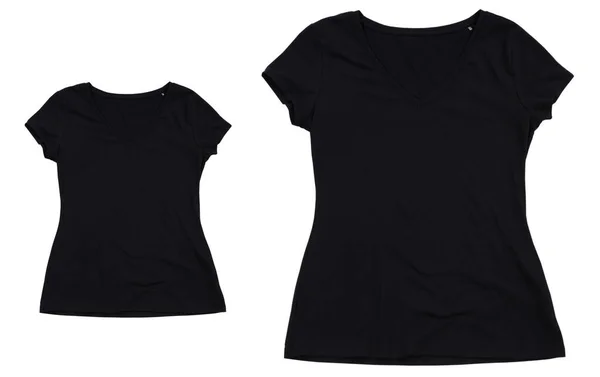 Czarna Koszulka Shirt Dla Nastolatka Lub Dziecka Makieta Kolekcja Różnych — Zdjęcie stockowe