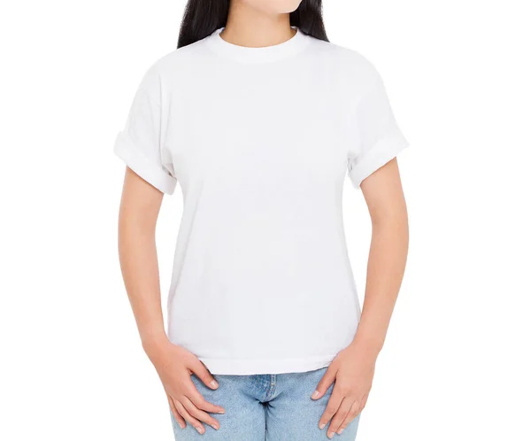 Female Shirt Closeup Girl Stylish Tshirt Isolated — Stock Photo, Image