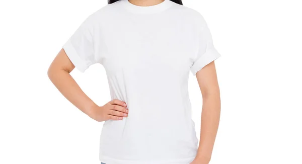 Cuerpo Mujer Camiseta Blanca Simulan Aislado —  Fotos de Stock
