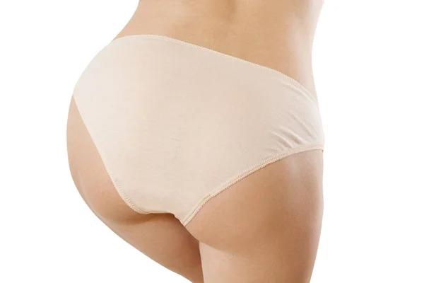 Close Woman Butt Beige Panties Isolated Female Blank Template Underwear — Stockfoto